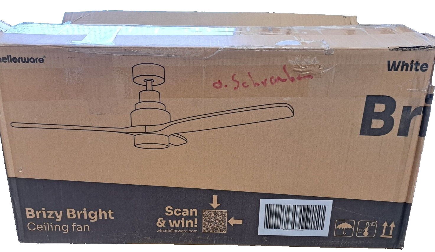 Mellerware Brizy Bright Deckenventilator, Weiß